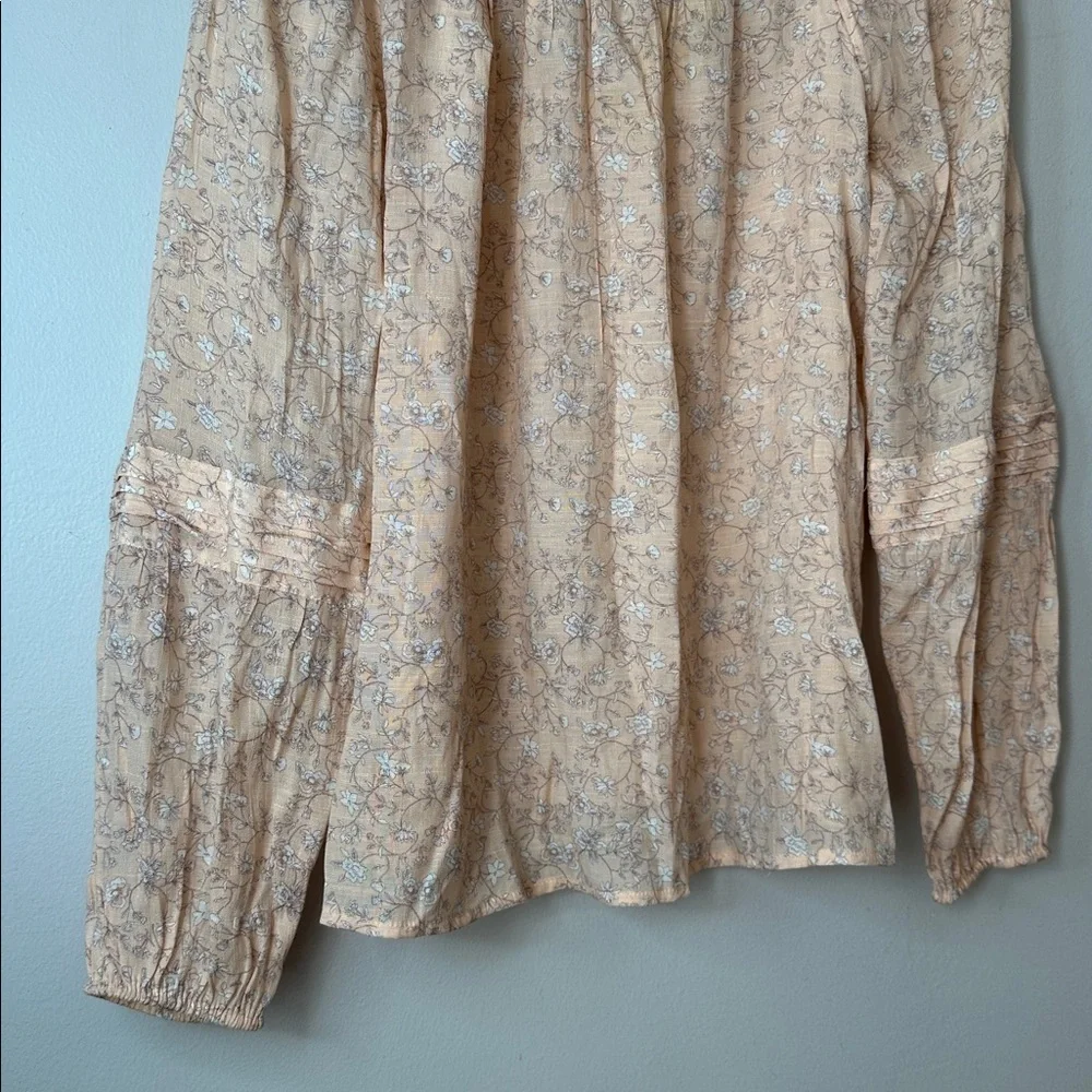 LC Lauren Conrad Peach Floral Print Boho Square Neck Peasant Blouse. Size M - Picture 4 of 6